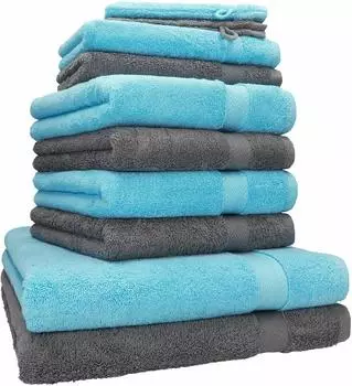 Betz Handtuch Set PREMIUM (10-tlg.) Türkis und Anthrazit