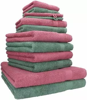 Betz Handtuch Set PREMIUM (12-tlg.) Beere/tannengrün