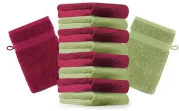 Betz Waschhandschuh PREMIUM 16x21 cm (10-tlg.) dunkelrot und apfelgrün