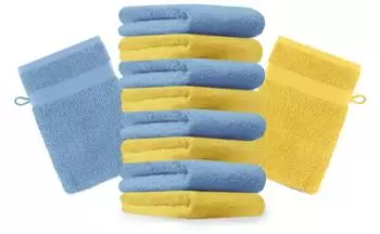 Betz Waschhandschuh PREMIUM 16x21 cm (10-tlg.) gelb und hellblau