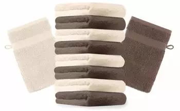 Betz Waschhandschuh PREMIUM 16x21 cm (10-tlg.) nussbraun und beige