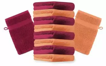 Betz Waschhandschuh PREMIUM 16x21 cm (10-tlg.) orange und dunkelrot