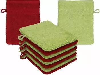 Betz Waschhandschuh PREMIUM 16x21 cm (10-tlg.) rubinrot-avocadogrün