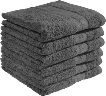 REDBEST Handtuch Chicago (6er-Pack) Walk-Frottier Uni anthrazit, 50 cm x 100 cm