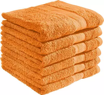REDBEST Handtuch Chicago (6er-Pack) Walk-Frottier Uni orange, 50 cm x 100 cm