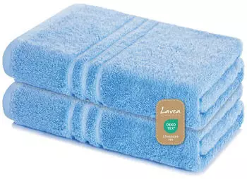 Lavea Saunahandtuch Set 80x200 cm Elena Frottee (2-St) Delphinblau