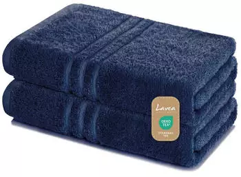 Lavea Saunahandtuch Set 80x200 cm Elena Frottee (2-St) Navy