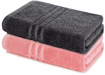 Lavea Saunahandtuch Set 80x200 cm Elena Frottee (2-St) Anthrazit & Pastellrosa
