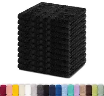 Lavea Seiftuch Set 30x30 cm Elena Frottee (10-St) Schwarz