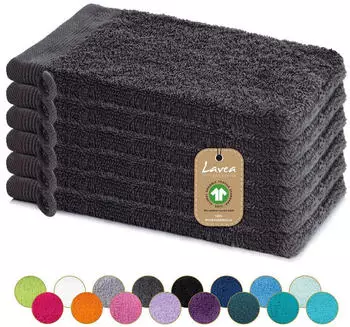 Lavea Waschhandschuhe Bali 16x22 cm (6-St) Anthrazit