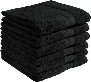 REDBEST Handtuch Chicago (6er-Pack) Walk-Frottier Uni schwarz, 50 cm x 100 cm