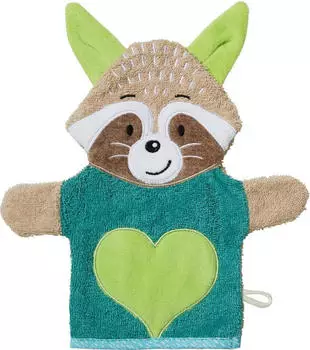 Erwin M&uuml;ller Walk-Frottier Kinder-Waschhandschuh 2-in-1 Waschb&auml;r 25x28 cm gr&uuml;n
