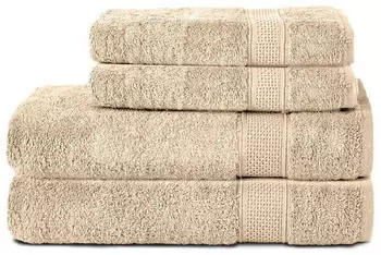 Komfortec Handtuchset 4-teilig 100% Baumwolle 2x50x100cm & 2x70x140cm Beige (2er-50x100-und-2er-70x140-beige-amz)