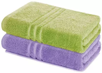 Lavea Saunahandtuch Set 80x200 cm Elena Frottee (2-St) Lindgrün & Lavendel