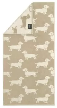 Caw&ouml; Handtuch We Love Dogs 6246-33 - Hunde-Design in Beige 50x100cm