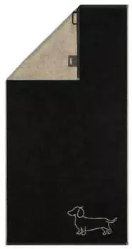 Caw&ouml; Handtuch We Love Dogs 6248-93 - Dackel Wendetuch in Schwarz/Beige 80x150cm