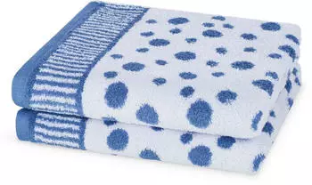 ROSS Handt&uuml;cher Punkte, allover 50x100cm (2 Stk.) blau, wei&szlig; (89758153-0)