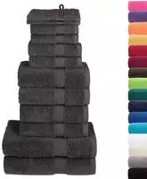 vidaXL 12 tlg. Premium-Handtuch-Set SOLUND Anthrazit 600 g/m&sup2;