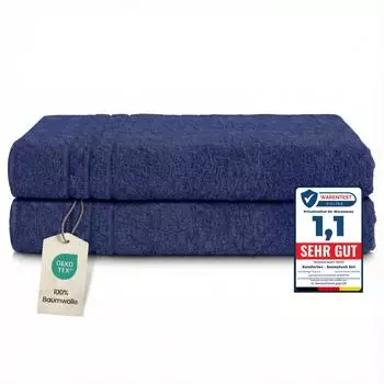 Komfortec Saunatuch Set 2er 80x200cm, 100% Baumwolle, navyblau (2er-80x200-navyblau)