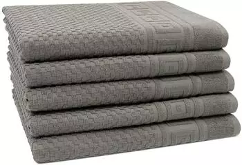 ZOLLNER Duscht&uuml;cher 5er-Set Waffelmuster 70x140cm, Baumwolle, grau