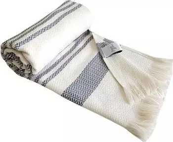 Framsohn Boho Living Zick-Zack Hamamtuch grau, Baumwolle, 100x180cm (38510009)