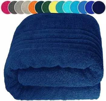 Lashuma London Saunahandtuch Frottee marineblau, 80x220cm