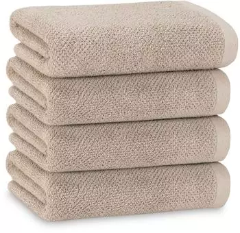 ZOLLNER Handtücher 4er-Set 50x100cm, 100% Baumwolle, 600g/m², stone