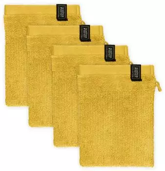 Sch&ouml;ner Wohnen Sense Waschhandschuh Frottee, gelb, 16x21cm, 4er-Set (78006-040-16-21-4)
