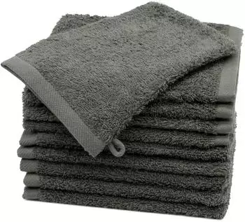 ZOLLNER Waschhandschuhe 10er-Set, 17x21cm, 100% Baumwolle, anthrazit (00000414-960)