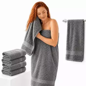 Komfortec Duscht&uuml;cher 4er-Set 70x140cm, 100% Baumwolle, 470g/m&sup2;, anthrazit (4er-70x140-anthrazit)