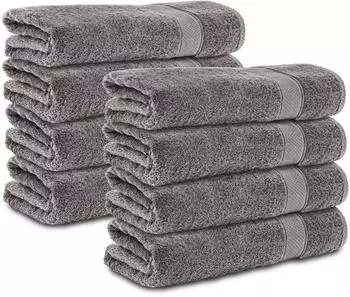 Komfortec Handtuch-Set 8-teilig 50x100cm, 100% Baumwolle, anthrazit (8er-50x100-anthrazit)