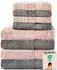 Komfortec Handtuch-Set 8-tlg. 100% Baumwolle, 4x50x100cm & 4x70x140cm, anthrazit/rosa (4er-50x100-und-4er-70x140-anthrazit-rosa)