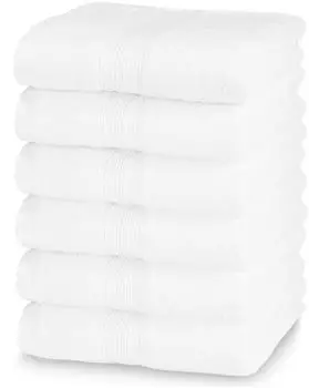 ZOLLNER Handtücher 6er-Set, 100% Baumwolle, 50x100cm, weiß/grau