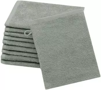 ZOLLNER Waschlappen 10er-Set 100% Baumwolle hellgrau 16x21cm