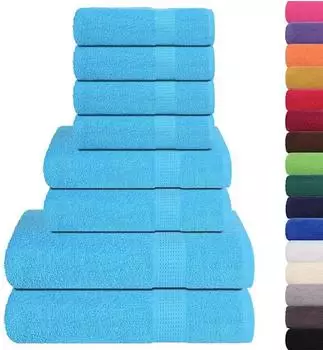 vidaXL FROGN Handtuch-Set 8-teilig, Baumwolle, t&uuml;rkis, 360g/m&sup2; (137074)
