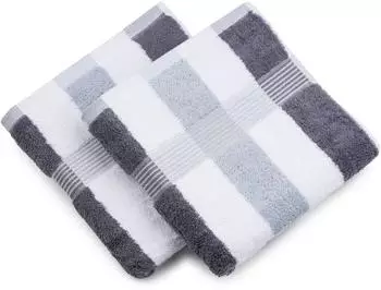 Gözze New York Handtuch 2er-Set, gestreift, anthrazit/weiß/silber, 50x100cm (555-9101-A4)