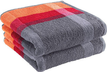 Erwin Müller Walk-Frottier Duschtuch Streifen im 2er-Pack orange 70x140 cm
