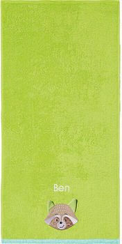 Erwin Müller Walk-Frottier Kinder-Handtuch Waschbär gruen/braun-beige 50x100 cm