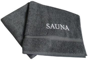Framsohn Walkfrottier- Saunatuch mit Stick SAUNA 67 x 200 cm Anthrazit - Grau