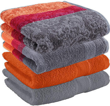 Erwin Müller Walk-Frottier Handtuch-Set 4er-Pack orange/grau 50x100 cm