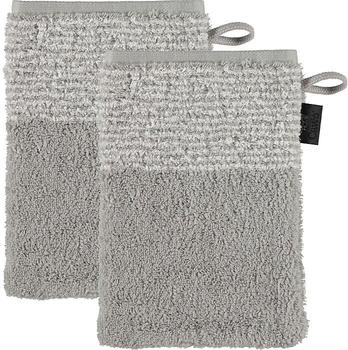 Cawö Walk-Frottier Jacquard Waschhandschuh Two Tone im 2er-Pack grau 16x22 cm