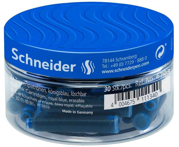 Schneider Füllerpatronen 6703 königsblau in Runddose 30-Stk. (6703)
