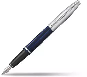 Cross Calais Füllfederhalter Chrom/Blau Lackiert, Edelstahl Mittlere Feder