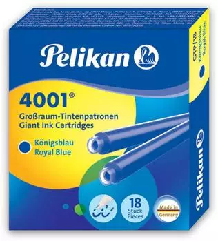 Pelikan F&uuml;llerpatronen 4001 GTP18, k&ouml;nigsblau, Gro&szlig;raumpatronen, 18 St&uuml;ck