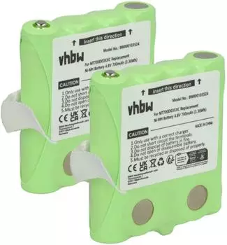 vhbw Akku f&uuml;r Outdoor 8000 / PMR8000 / WT-100 NiMH 700mAh 4,8V, 2er-Set (PX-1754-919)
