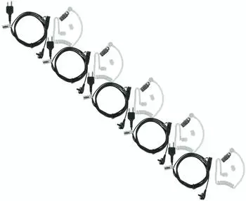 vhbw 5x Headset mit PTT-Mikrofon, transparent/schwarz, Akustikschlauch (183455680-15)