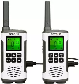Retevis RT45 Walkie Talkie, PMR446 Lizenzfrei 16 Kanäle, VOX,10 Rufton, Taschenlampe, Funkgerät Set Wiederaufladbar USB Ladekabel (1 Paar, Silber)