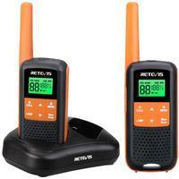 Retevis RT649 Walkie Talkie Lizenzfrei PMR446 Funkgerät Set 16 Kanäle VOX LED Taschenlampe IP65 Wasserdichtes Scan Zwei Lademethoden (Orange, 2 STK.)