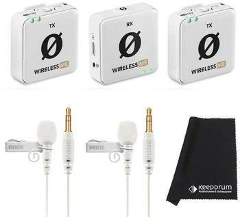 Rode Wireless ME Dual wei&szlig; + 2x Lavalier GO (wei&szlig;) + Mikrofasertuch