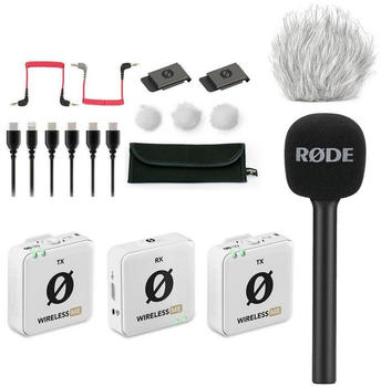 Rode Wireless ME Dual wei&szlig; + Interview GO + Fell-Windschutz (wei&szlig;)
